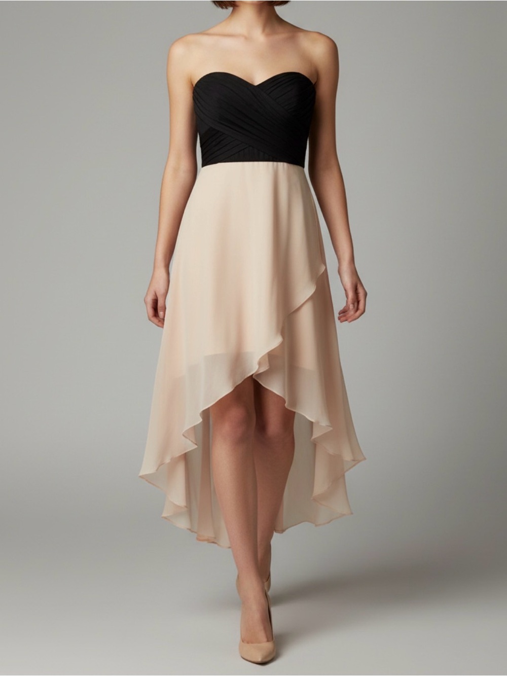 Windsor Faux Wrap Strapless High Low Dress